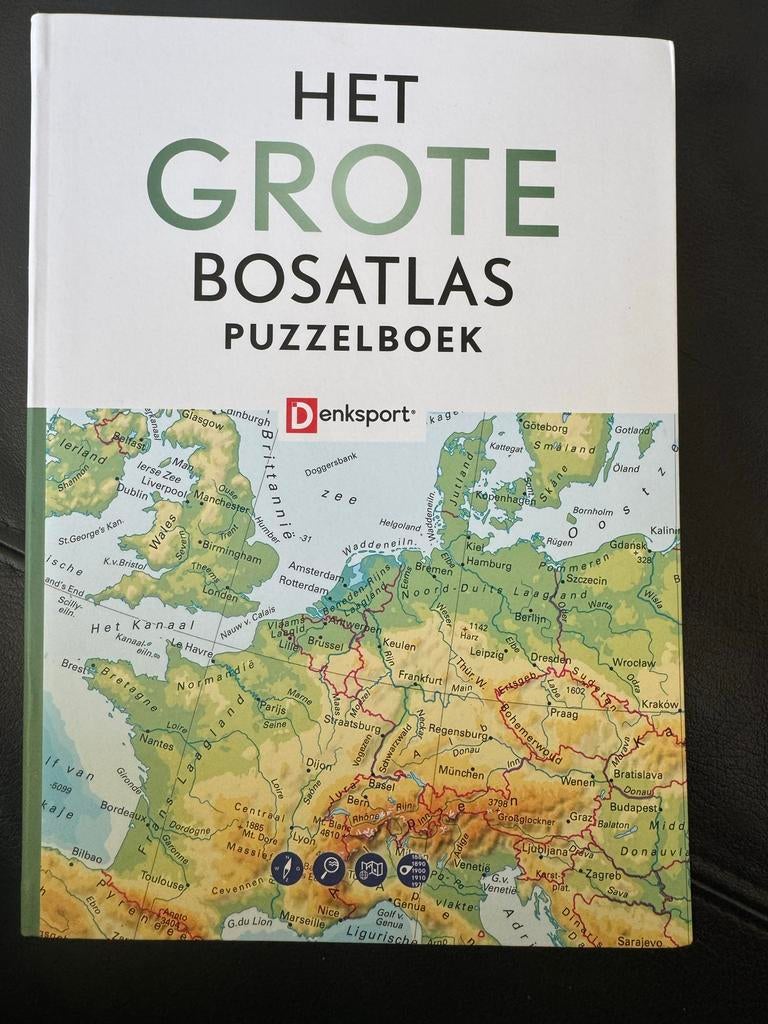 Het Grote Bosatlas Puzzelboek - DenkSport, Boeken, Atlassen en Landkaarten, Bosatlas, 2000 tot heden, Ophalen of Verzenden, Zo goed als nieuw