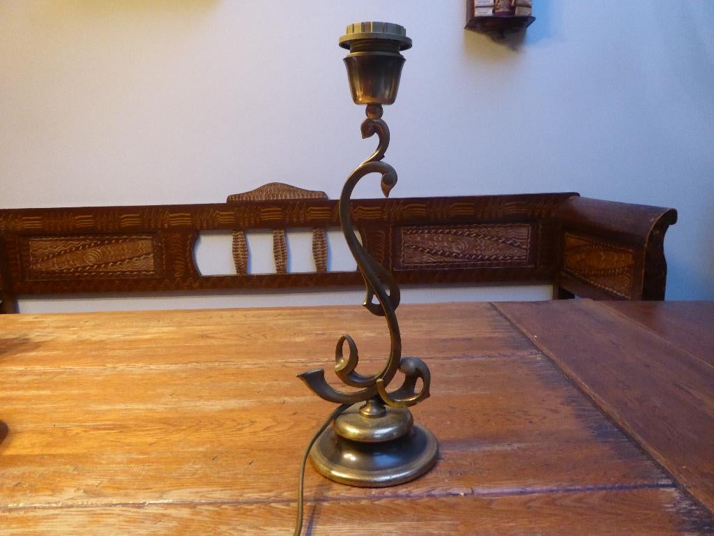 Messing art nouveau lamp, Antiek en Kunst, Antiek | Lampen, Ophalen of Verzenden
