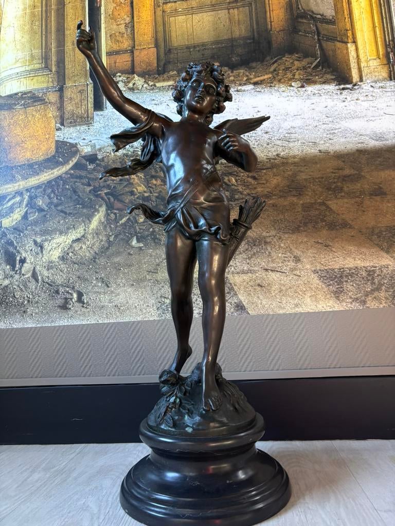 Auguste Moreau Bronzen Cupido zeer Groot., Antiek en Kunst, Ophalen
