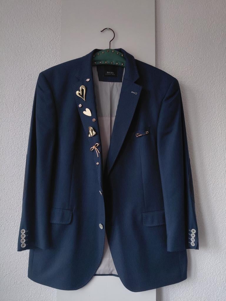 Upcycled vintage blazer m/l, Maat 38/40 (M), Blauw, Upcycled, Ophalen of Verzenden