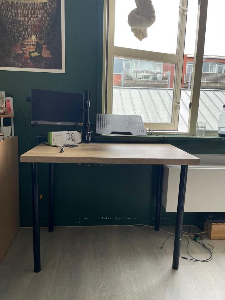 Desk + ASUS Monitor + Monitor Arm (Complete Setup), Huis en Inrichting, Hout, Bruin, Ophalen of Verzenden, Zo goed als nieuw