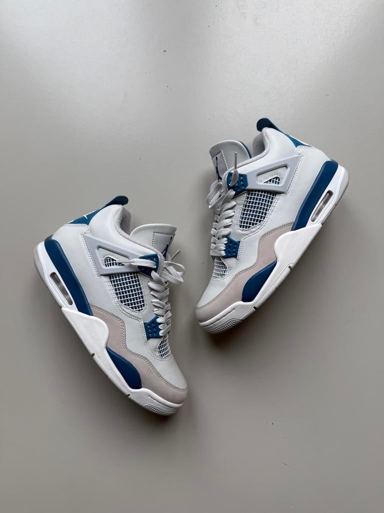 Air Jordan 4 Military Blue, Ophalen of Verzenden, Zo goed als nieuw, Blauw
