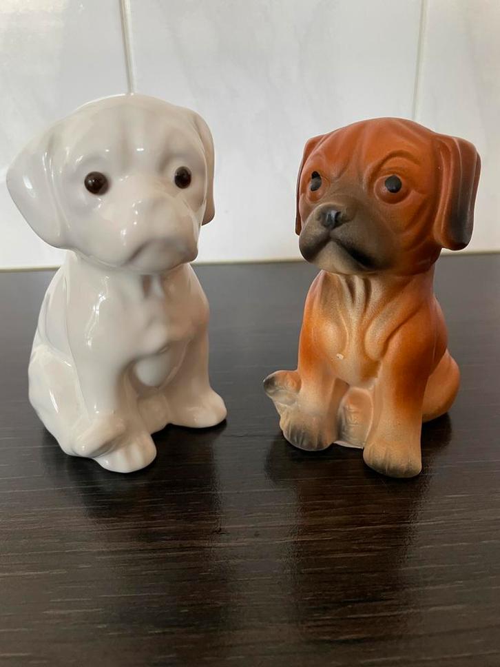 Set vintage beeldjes boxer puppy’s, Verzamelen, Beelden en Beeldjes, Zo goed als nieuw, Dier, Ophalen of Verzenden