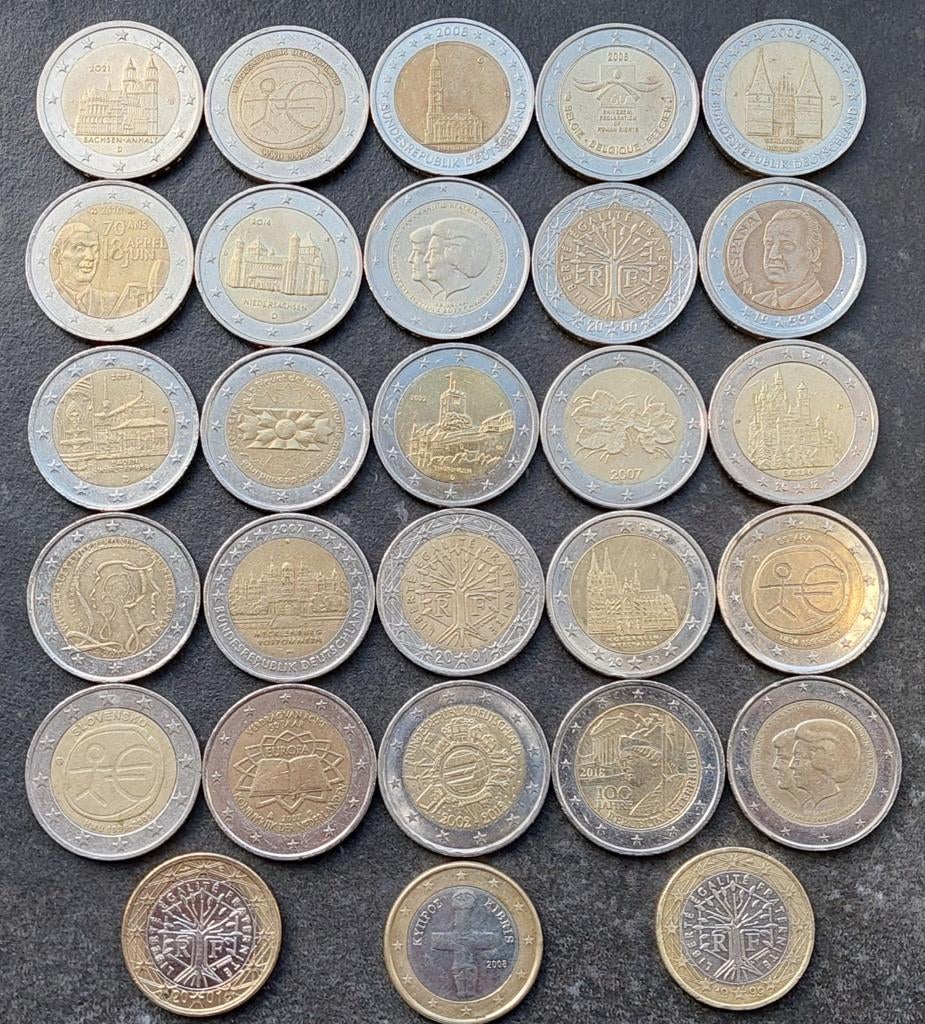 28 speciale 1 & 2 euro 🇨🇾🇸🇰🇫🇮🇪🇸🇦🇹🇨🇵🇧🇪🇩🇪🇳🇱, Ophalen of Verzenden, 2 euro, Losse munt