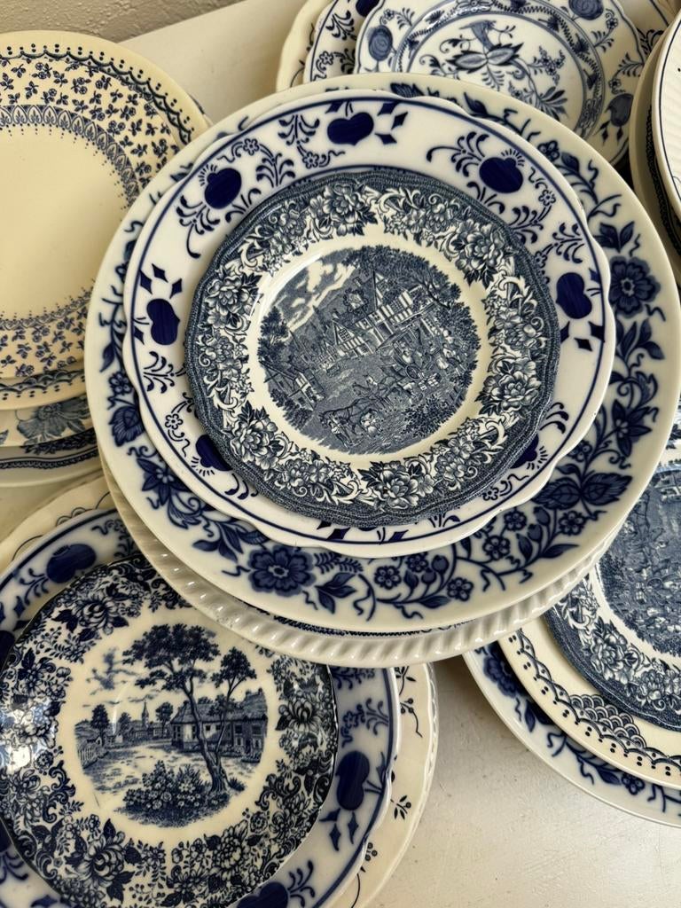 Mix match servies blauw wit - prijs per set van 4 borden, Ophalen, Nieuw, Bord(en), Overige stijlen