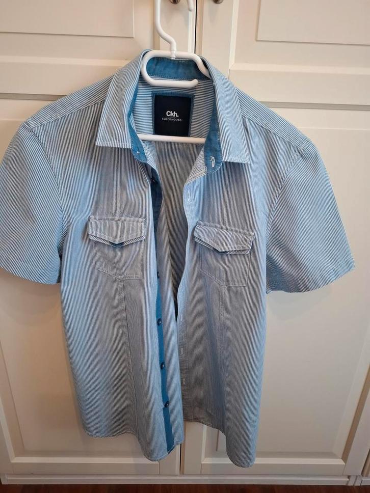 CKH.Gestreept overhemd, Kleding | Heren, Overhemden, Zo goed als nieuw, Overige halswijdtes, Blauw, Ophalen of Verzenden