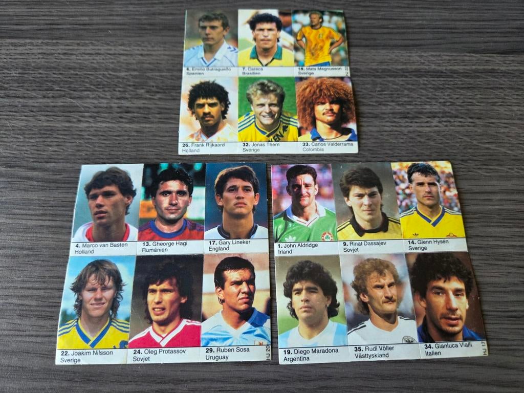 Diverse voetbalplaatjes op 3 vellen o.a Maradona, van Basten, Ophalen of Verzenden, Gebruikt, Ajax, Poster, Plaatje of Sticker