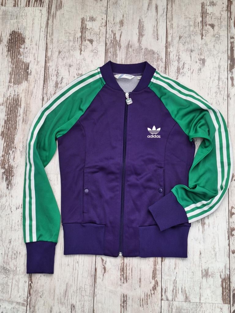 Adidas vintage vest, paars/ groen, mt 36/ S, Adidas, Paars, Ophalen of Verzenden, Maat 36 (S)