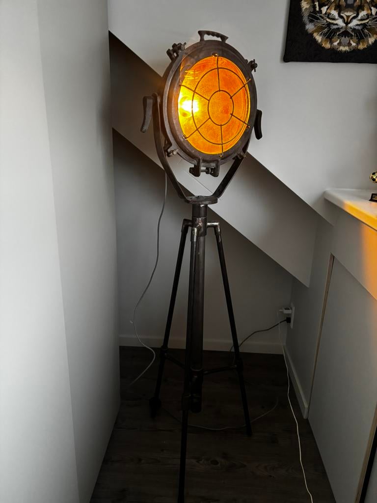 Zware industriele lamp - metaal - scheepslamp, Huis en Inrichting, Ophalen, Gebruikt, Industrieel, stoer, vintage, Metaal
