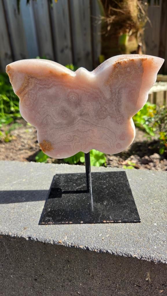 Roze Amethist Vlinder op Standaard - 14 cm Hoog, Ophalen of Verzenden