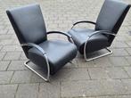 2 Gelderland 5470 design fauteuil Lotus leer Jan des bouvrie, Ophalen, 75 tot 100 cm, Zo goed als nieuw, Leer