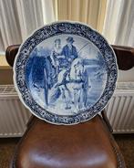 Prachtig Delfts Blauw Wandbord - Koets met Paard, Ophalen of Verzenden