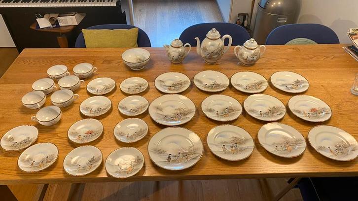 Meiji Eierschaal porcelein Theeservies 33 delig. Voor 1923, Antiek en Kunst, Antiek | Servies compleet, Ophalen