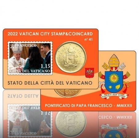 Coincard 41 met Postzegel Vaticaan 2022, Ophalen of Verzenden, Vaticaanstad, 50 cent, Setje