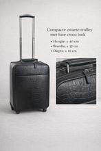 Stijlvolle zwarte trolley – croco look – maatje kleiner, Ophalen of Verzenden, Gebruikt, Minder dan 50 cm