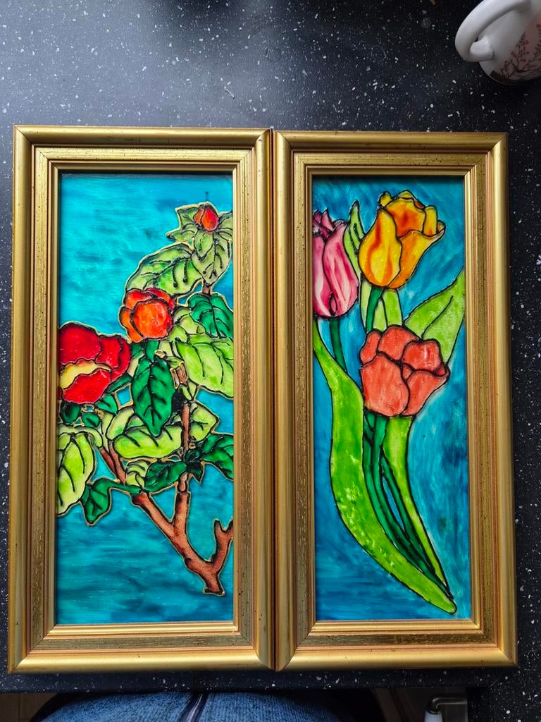 2 Glaspanelen door SOS kinderdorpen Polen, Ophalen of Verzenden