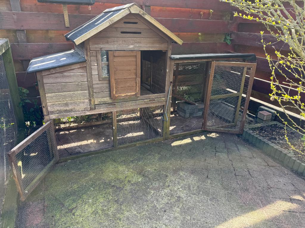 Gratis af te halen: konijnenhok met buitenren, Dieren en Toebehoren, Ophalen, 90 cm of meer, Konijn, Hok