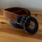 Exclusieve Indian Rose suède/denim riem - 90 x 4cm - cognac, Kleding | Dames, Ophalen of Verzenden, Nieuw, Zwart, 80 tot 90 cm