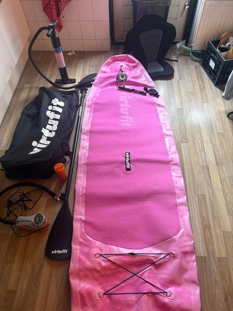 Opblaasbaar roze supboard met accessoires, Watersport en Boten, Suppen, Ophalen, Zo goed als nieuw, SUP-boards