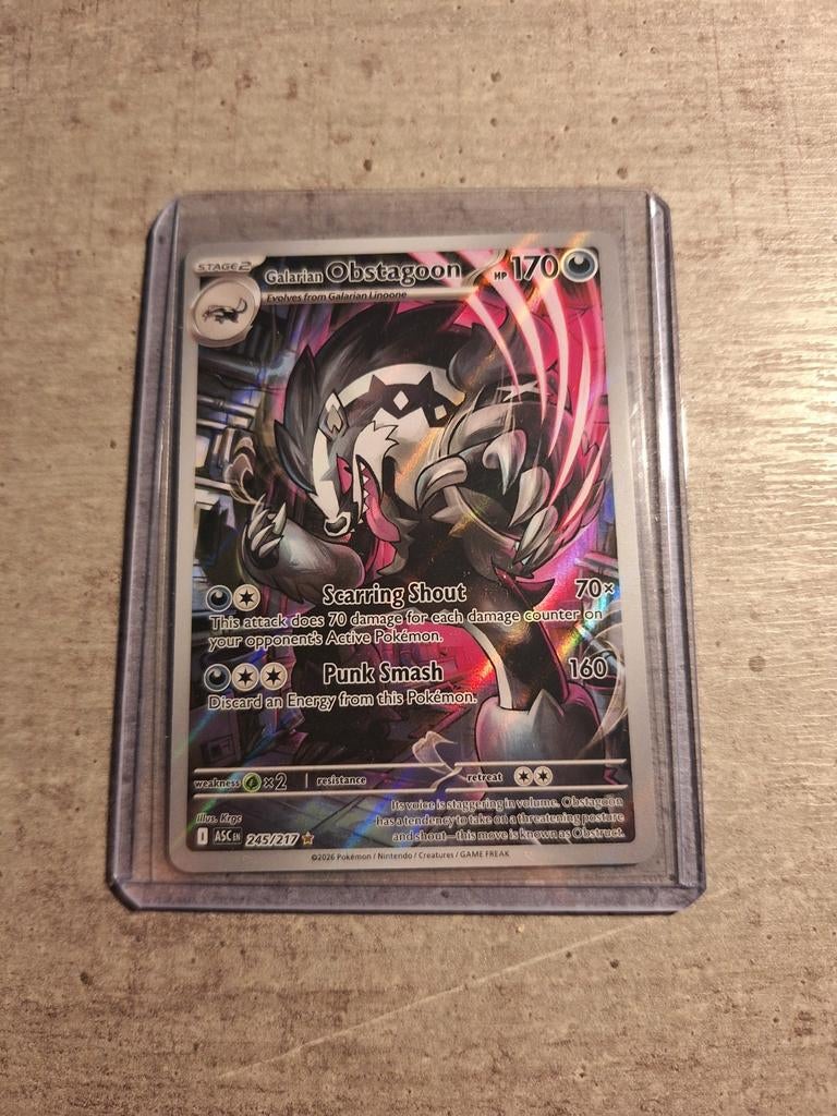 Galarian Obstagoon - Zeldzame Foil Pokémonkaart, Ophalen of Verzenden, Zo goed als nieuw, Losse kaart, Foil