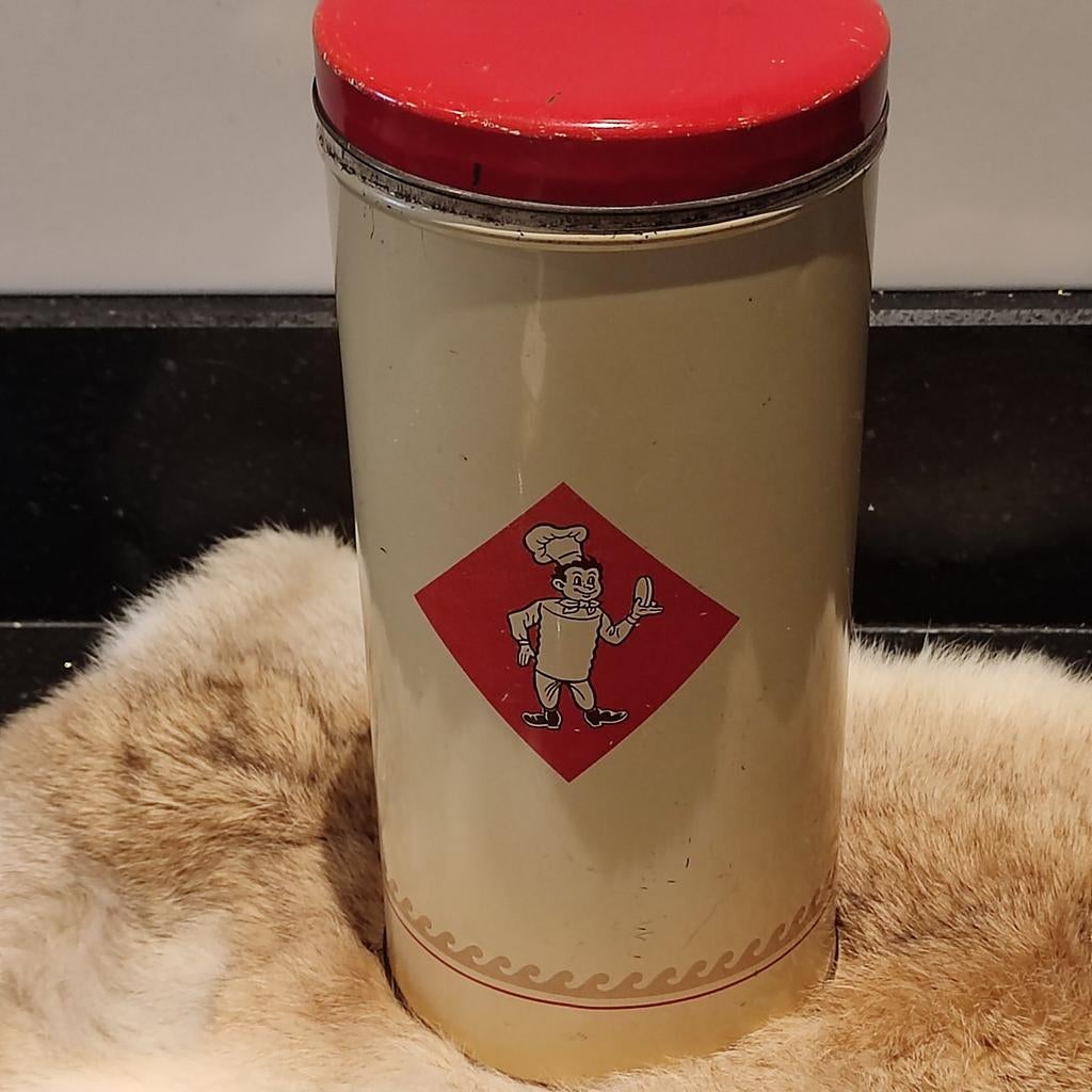 Vintage Verkade Beschuitbus met Chef-kok Afbeelding, Ophalen of Verzenden