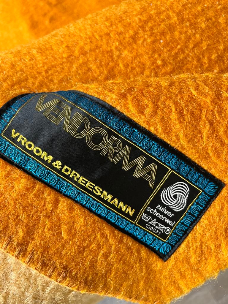 Prachtige vintage XL wollen deken oranje geel, Dieren en Toebehoren, Ophalen of Verzenden, Gebruikt