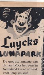Retro reclame 1952 Luycks Lunapark clown circus limonade, Ophalen of Verzenden, Huis en Inrichting