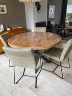 Prachtige eetkamertafel met stoelen, Ophalen, 100 tot 150 cm, Teakhout, Zo goed als nieuw