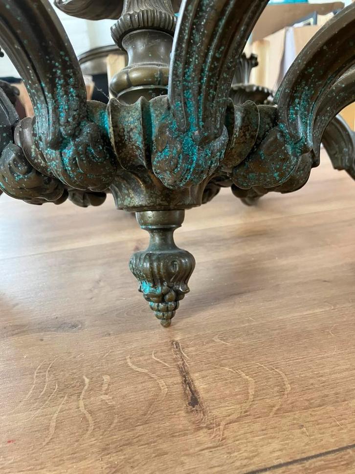 Antieke koperen kroonluchter * ZELDZAAM *, Huis en Inrichting, Lampen | Kroonluchters, Gebruikt, Metaal, Ophalen