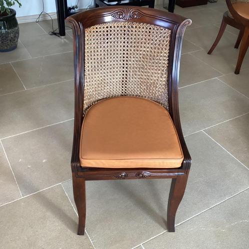 Eetkamerstoelen mahonie, Huis en Inrichting, Stoelen, Zo goed als nieuw, Vier, Hout, Leer, Riet of Rotan, Bruin, Ophalen