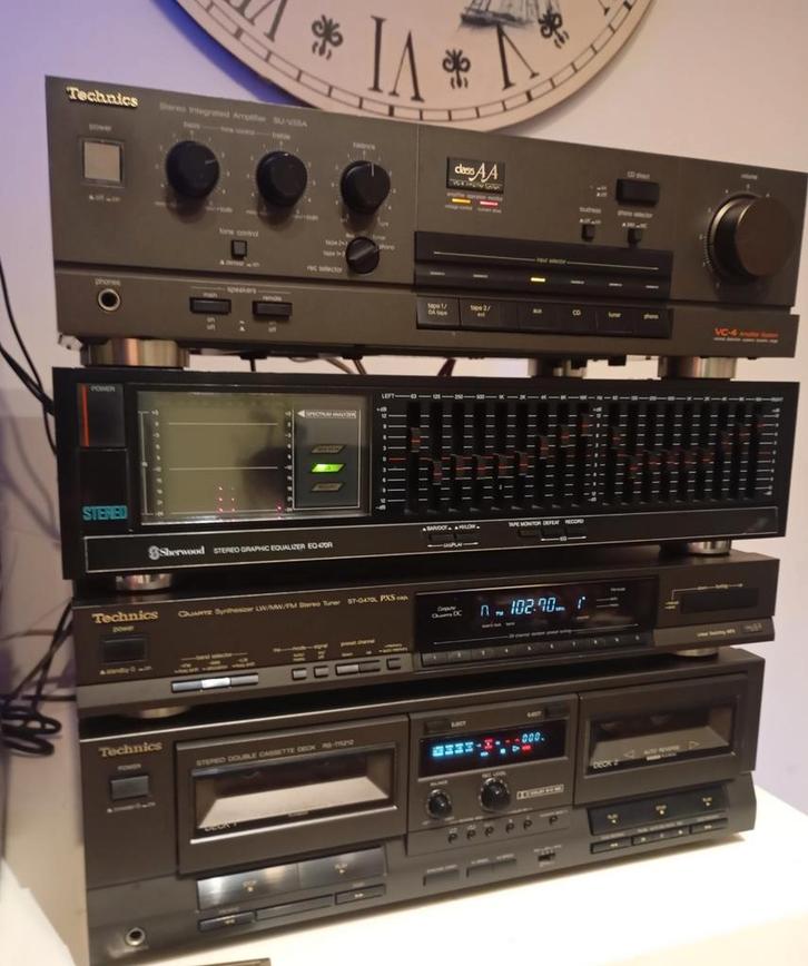 Technics Set met Sherwood EQ470R, Audio, Tv en Foto, Stereo-sets, Gebruikt, Cassettedeck, Tuner of Radio, Overige merken, Losse componenten