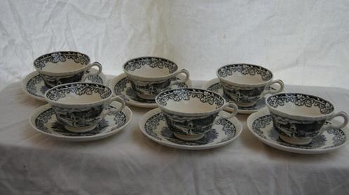 6 kop en schotels ( Boeren hoeven / Theepotje en melkk, Antiek en Kunst, Antiek | Keramiek en Aardewerk, Ophalen of Verzenden