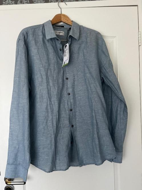 No excess blauw wit linnen overhemd nieuw maat XL, Kleding | Heren, Overhemden, Nieuw, Halswijdte 43/44 (XL), Blauw, Ophalen of Verzenden