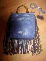 SUPER TRENDY blauwe Ibiza-stijl tas met franjes - nieuw!, Ophalen of Verzenden, Nieuw, Blauw, Leer