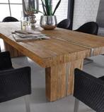 Tafel Banda uitgevoerd in gerecycled Oud Teakhout, Ophalen, 50 tot 100 cm, Vijf personen of meer, Metaal