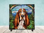 Basset Hound Glas in lood tegel incl houder, Ophalen of Verzenden, Nieuw