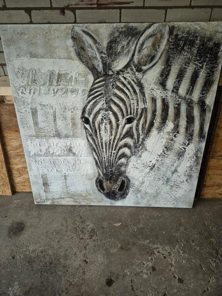 Zebra Schilderij op Canvas, Antiek en Kunst, Kunst | Schilderijen | Klassiek, Ophalen