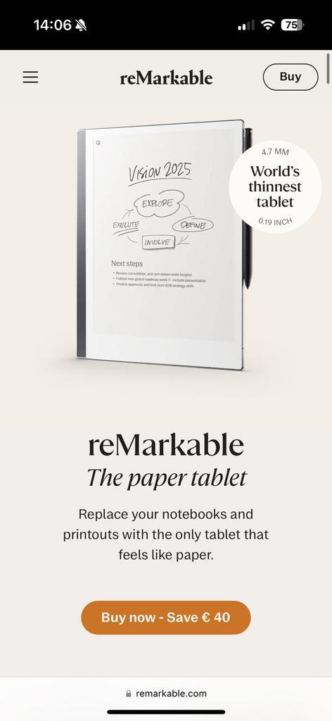 Kortingscode €40 Remarkable the paper tablet!, Computers en Software, Tekentablets, Nieuw, Ophalen of Verzenden