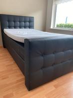 Boxspring lederlook 120x200 met knopen, Ophalen, Gebruikt, Eenpersoons, Zwart