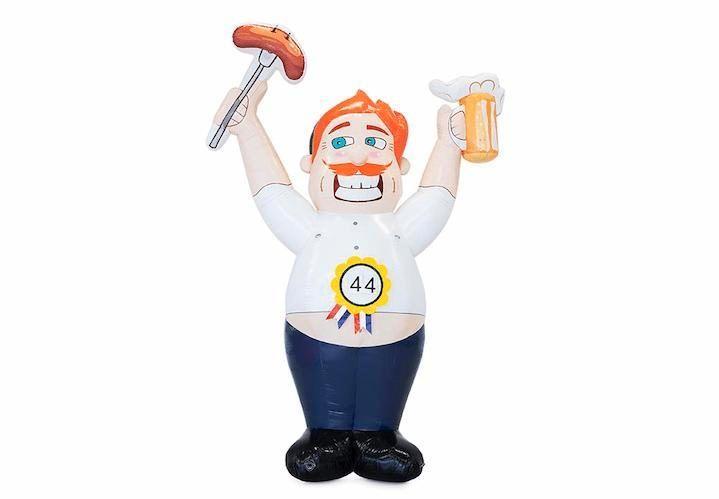 Opblaasbare Abraham huren – met bierpul & worstje, Hobby en Vrije tijd, Feestartikelen | Verhuur, Gebruikt, Abraham of Sarah, Ophalen