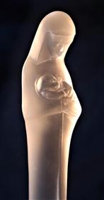 Antiek glazen Beeld Maria met kindeke ( Leerdam ), Antiek en Kunst, Antiek | Religie, Ophalen of Verzenden