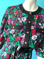 Vintage jaren 70 jurk zwart/gebloemd maat 42, Kleding | Dames, Verzenden, Maat 42/44 (L), Vintage, Gedragen