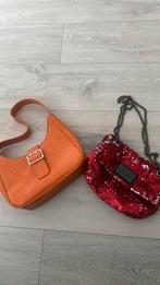 2 tassen oranje rood glitter schoudertasje, Sieraden, Tassen en Uiterlijk, Tassen | Damestassen, Ophalen of Verzenden, Schoudertasje