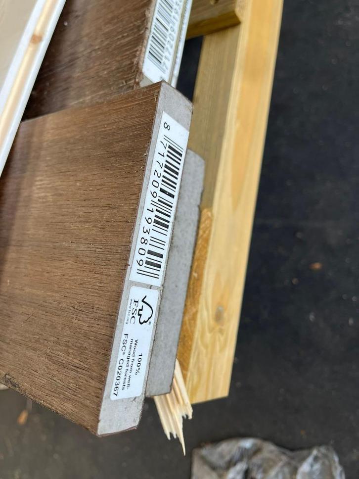 Kantplank massief composiet teak, Tuin en Terras, Terrasdelen en Vlonders, Zo goed als nieuw, Composiet, Ophalen