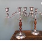1 Franse vintage kandelaar verzilverd, Ophalen of Verzenden