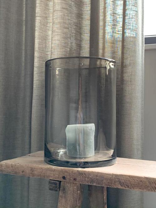 Groot windlicht, vaas mondgeblazen glas grijs DUTZ *HIT*, Huis en Inrichting, Woonaccessoires | Vazen, Zo goed als nieuw, Overige kleuren