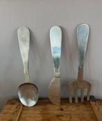 60 cm. Groot Muur Bestek ; Vork / Mes en Lepel, met ophang, Ophalen of Verzenden, Zo goed als nieuw, Rvs of Chroom, Los bestek