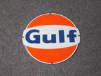 GULF EMAILLE RECLAMEBORD, Ophalen, Zo goed als nieuw, Reclamebord