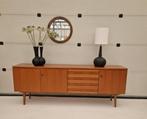 Groot strak vintage dressoir met vier laden, 221cm, Ophalen, ., 200 cm of meer, .