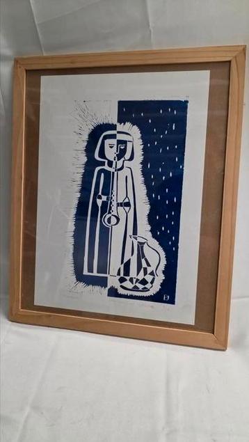Peter van Zwol – Linodruk, 1/10 – gesigneerd (blauw) beschikbaar voor biedingen